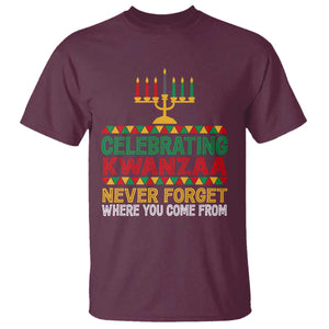 Celebrating Kwanzaa Never Forget Where You Come From Kinara Candle T Shirt TS11 Maroon Print Your Wear