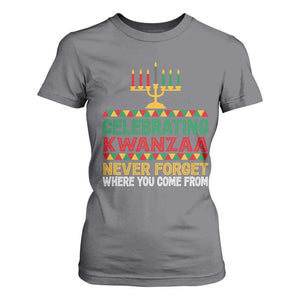 Celebrating Kwanzaa Never Forget Where You Come From Kinara Candle T Shirt For Women TS11 Charcoal Print Your Wear