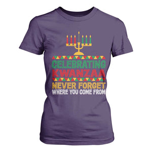 Celebrating Kwanzaa Never Forget Where You Come From Kinara Candle T Shirt For Women TS11 Purple Print Your Wear