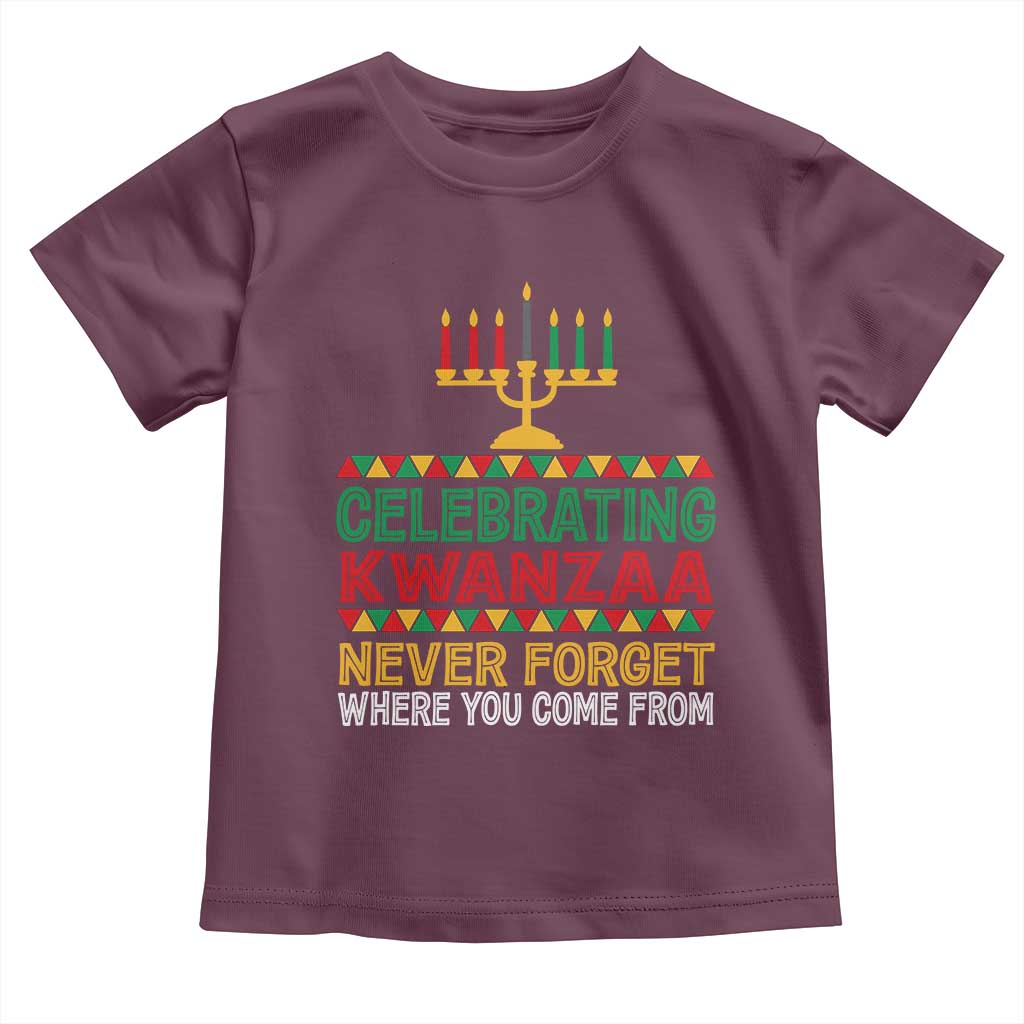 Celebrating Kwanzaa Never Forget Where You Come From Kinara Candle Toddler T Shirt TS11 Maroon Print Your Wear