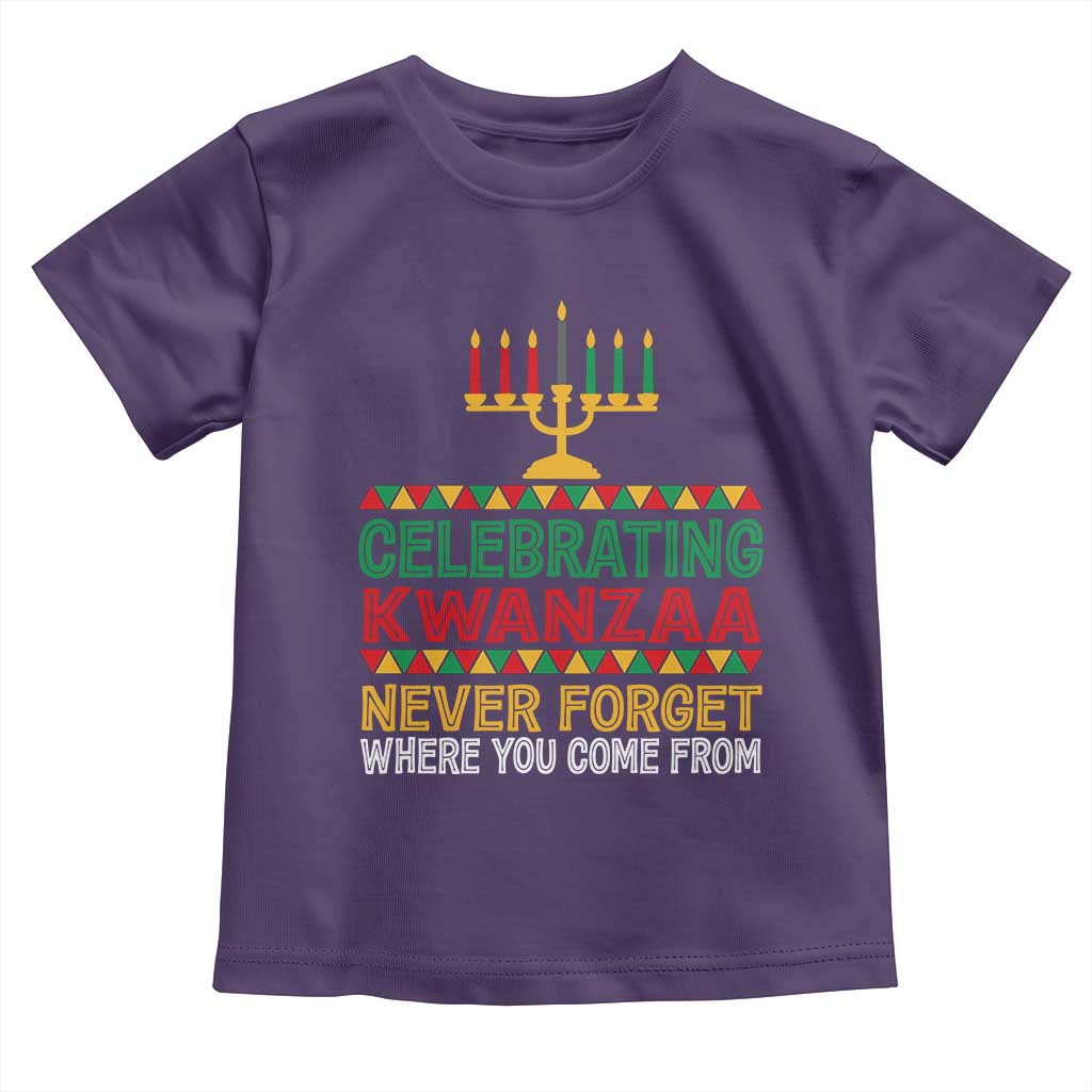 Celebrating Kwanzaa Never Forget Where You Come From Kinara Candle Toddler T Shirt TS11 Purple Print Your Wear