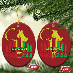 Happy Kwanzaa Christmas Ornament Black Holiday African American Xmas Kinara Candle TS11 Oval Red Print Your Wear