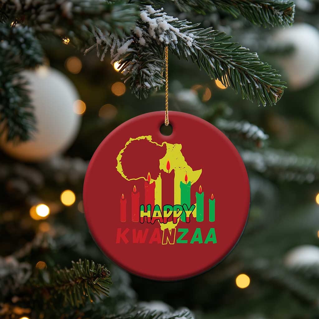 Happy Kwanzaa Christmas Ornament Black Holiday African American Xmas Kinara Candle TS11 Print Your Wear