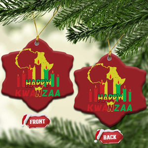 Happy Kwanzaa Christmas Ornament Black Holiday African American Xmas Kinara Candle TS11 Snow Flake Red Print Your Wear
