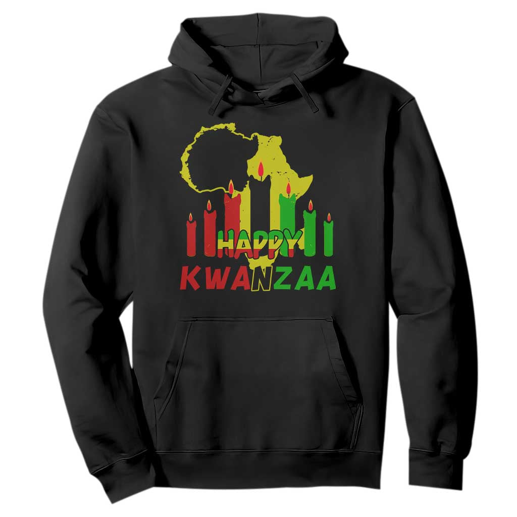 Happy Kwanzaa Hoodie Black Holiday African American Christmas Kinara Candle TS11 Black Print Your Wear