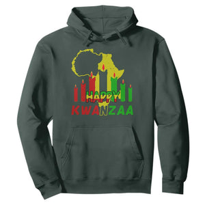 Happy Kwanzaa Hoodie Black Holiday African American Christmas Kinara Candle TS11 Dark Forest Green Print Your Wear