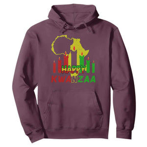 Happy Kwanzaa Hoodie Black Holiday African American Christmas Kinara Candle TS11 Maroon Print Your Wear