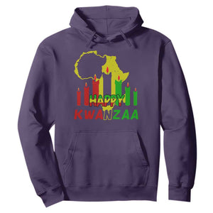 Happy Kwanzaa Hoodie Black Holiday African American Christmas Kinara Candle TS11 Purple Print Your Wear