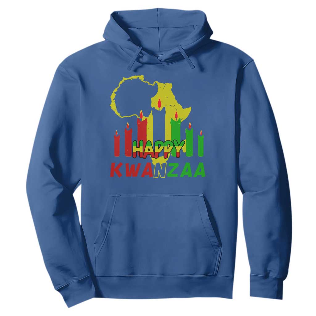 Happy Kwanzaa Hoodie Black Holiday African American Christmas Kinara Candle TS11 Royal Blue Print Your Wear