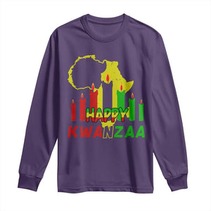 Happy Kwanzaa Long Sleeve Shirt Black Holiday African American Christmas Kinara Candle TS11 Purple Print Your Wear