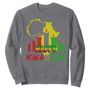 Happy Kwanzaa Sweatshirt Black Holiday African American Christmas Kinara Candle TS11 Charcoal Print Your Wear