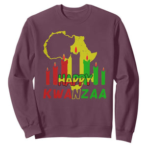 Happy Kwanzaa Sweatshirt Black Holiday African American Christmas Kinara Candle TS11 Maroon Print Your Wear