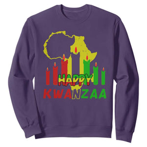 Happy Kwanzaa Sweatshirt Black Holiday African American Christmas Kinara Candle TS11 Purple Print Your Wear