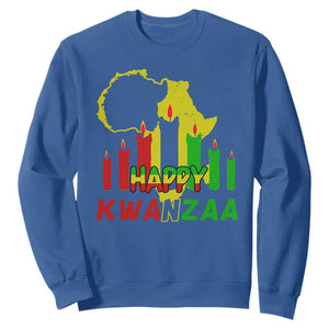 Happy Kwanzaa Sweatshirt Black Holiday African American Christmas Kinara Candle TS11 Royal Blue Print Your Wear