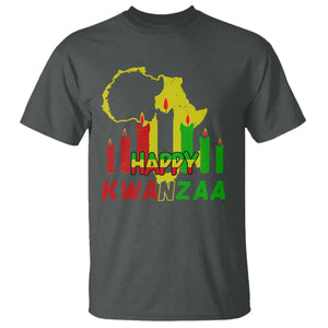 Happy Kwanzaa T Shirt Black Holiday African American Christmas Kinara Candle TS11 Dark Heather Print Your Wear
