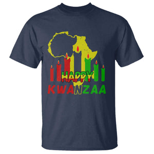 Happy Kwanzaa T Shirt Black Holiday African American Christmas Kinara Candle TS11 Navy Print Your Wear