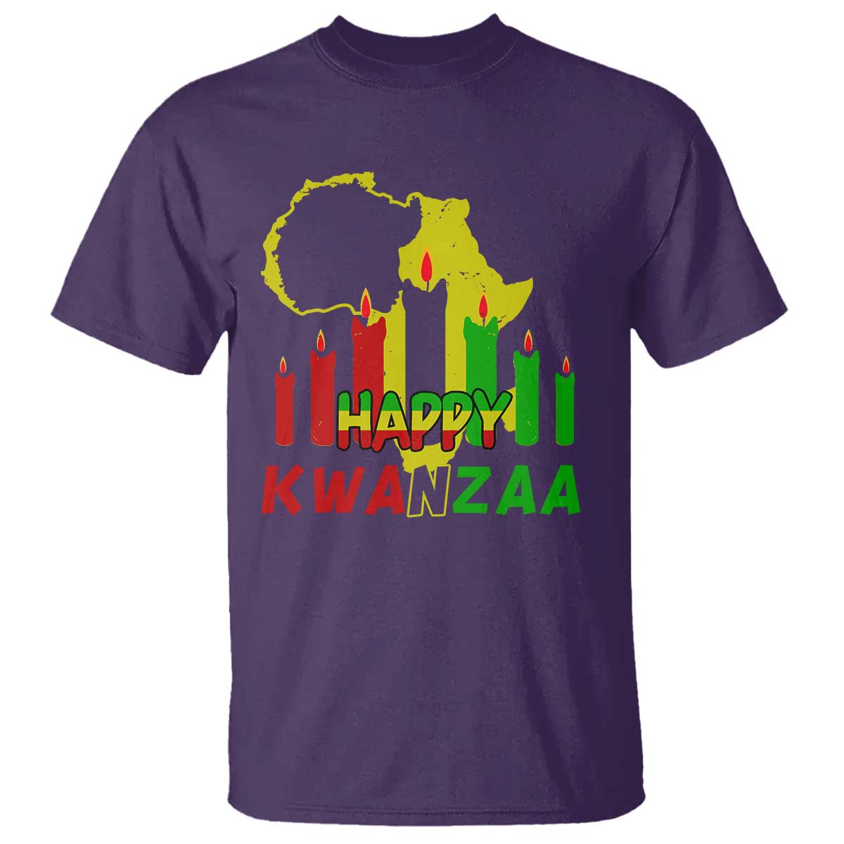 Happy Kwanzaa T Shirt Black Holiday African American Christmas Kinara Candle TS11 Purple Print Your Wear