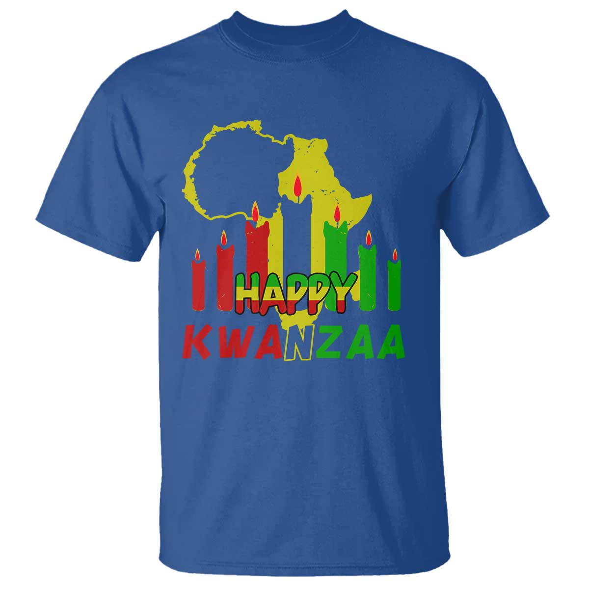 Happy Kwanzaa T Shirt Black Holiday African American Christmas Kinara Candle TS11 Royal Blue Print Your Wear