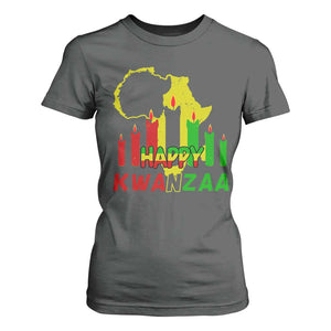 Happy Kwanzaa T Shirt For Women Black Holiday African American Christmas Kinara Candle TS11 Dark Heather Print Your Wear