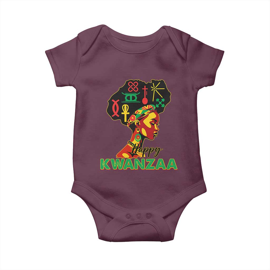 Happy Kwanzaa Baby Onesie Nguzo Saba Symbols The 7 Principles Of Kwanzaa TS11 Maroon Print Your Wear