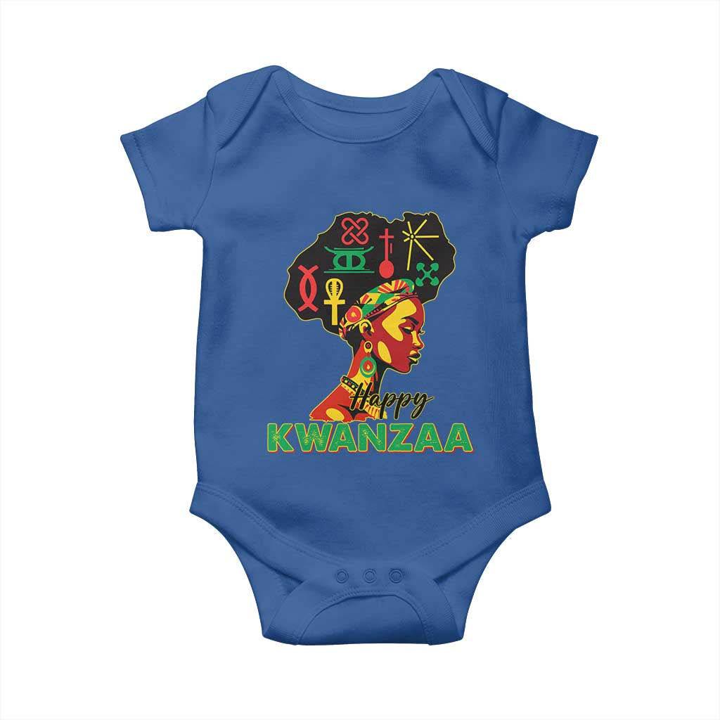 Happy Kwanzaa Baby Onesie Nguzo Saba Symbols The 7 Principles Of Kwanzaa TS11 Royal Blue Print Your Wear