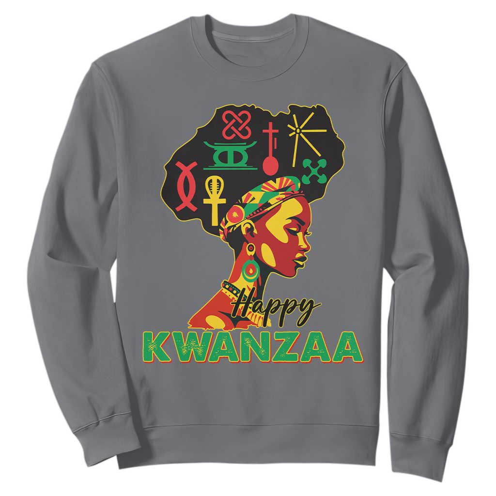 Happy Kwanzaa Sweatshirt Nguzo Saba Symbols The 7 Principles Of Kwanzaa TS11 Charcoal Print Your Wear