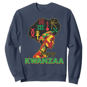 Happy Kwanzaa Sweatshirt Nguzo Saba Symbols The 7 Principles Of Kwanzaa TS11 Navy Print Your Wear