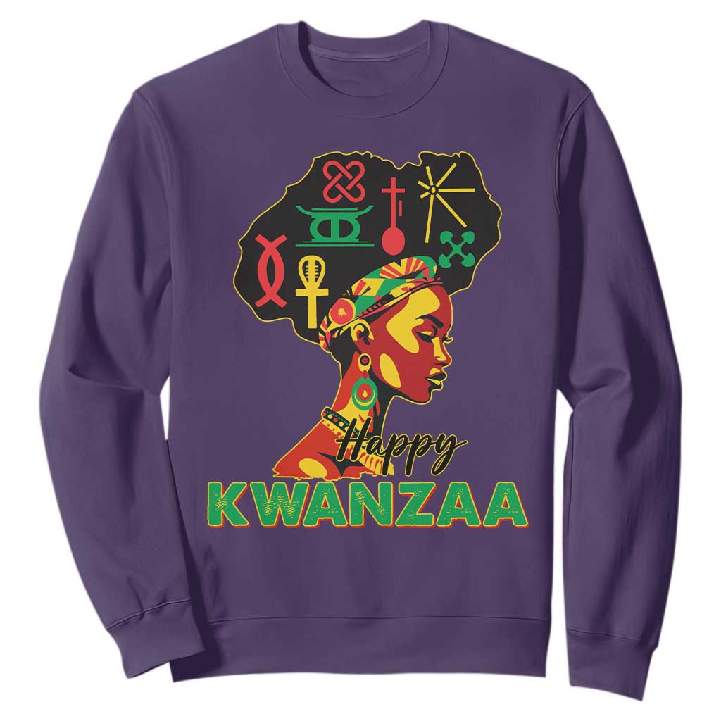 Happy Kwanzaa Sweatshirt Nguzo Saba Symbols The 7 Principles Of Kwanzaa TS11 Purple Print Your Wear