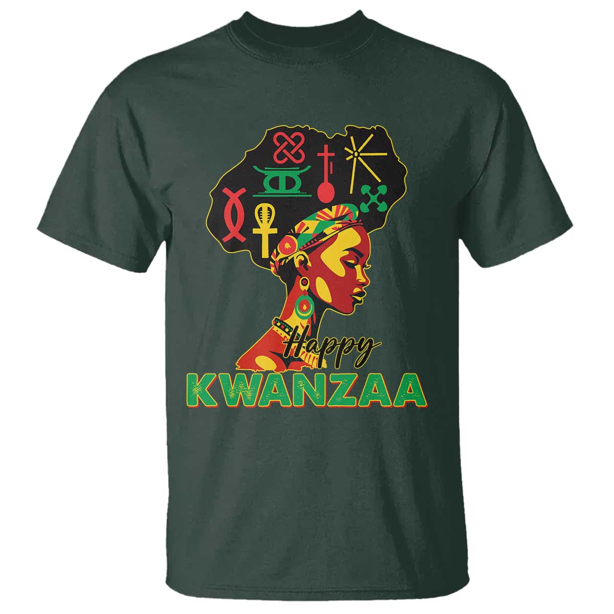 Happy Kwanzaa T Shirt Nguzo Saba Symbols The 7 Principles Of Kwanzaa TS11 Dark Forest Green Print Your Wear