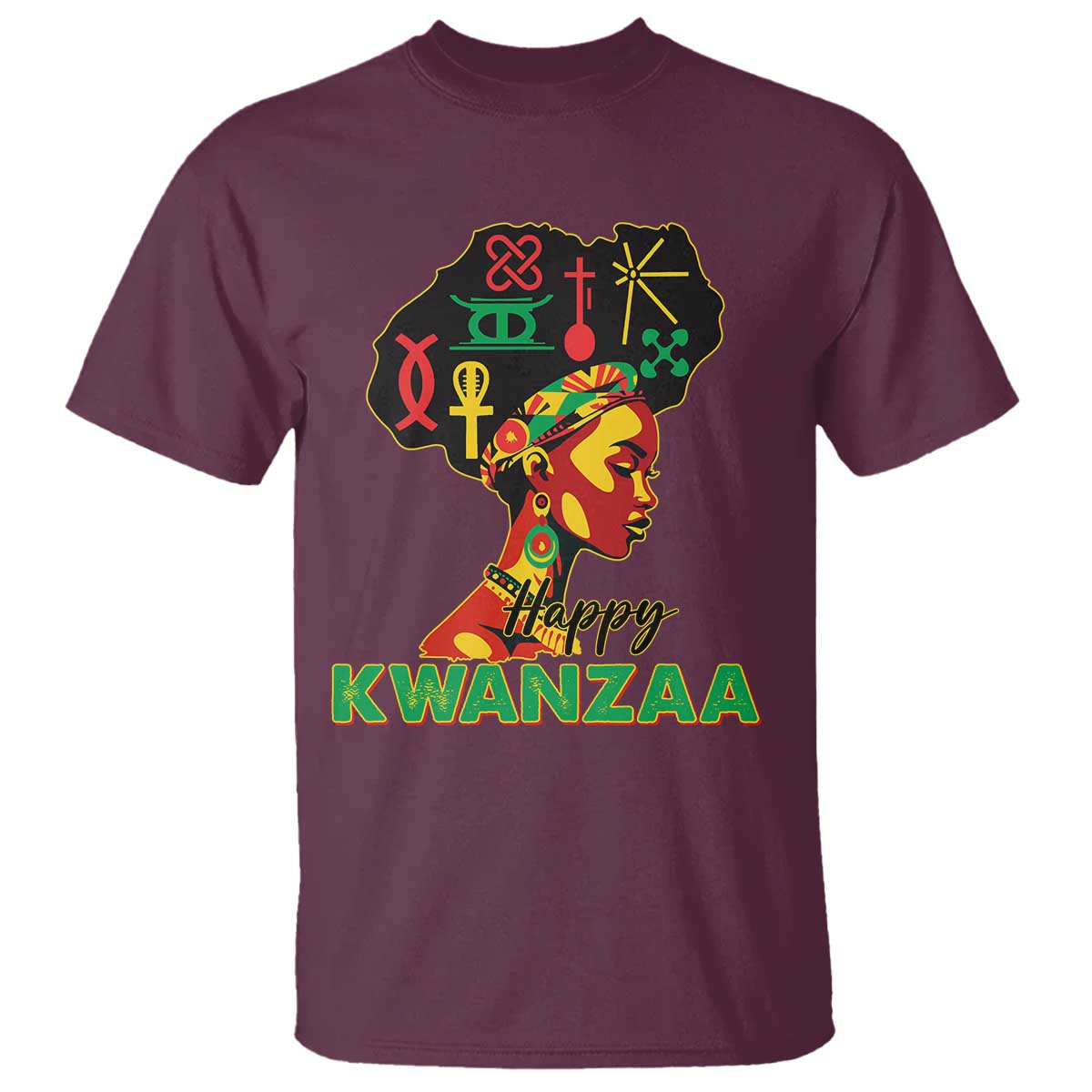 Happy Kwanzaa T Shirt Nguzo Saba Symbols The 7 Principles Of Kwanzaa TS11 Maroon Print Your Wear