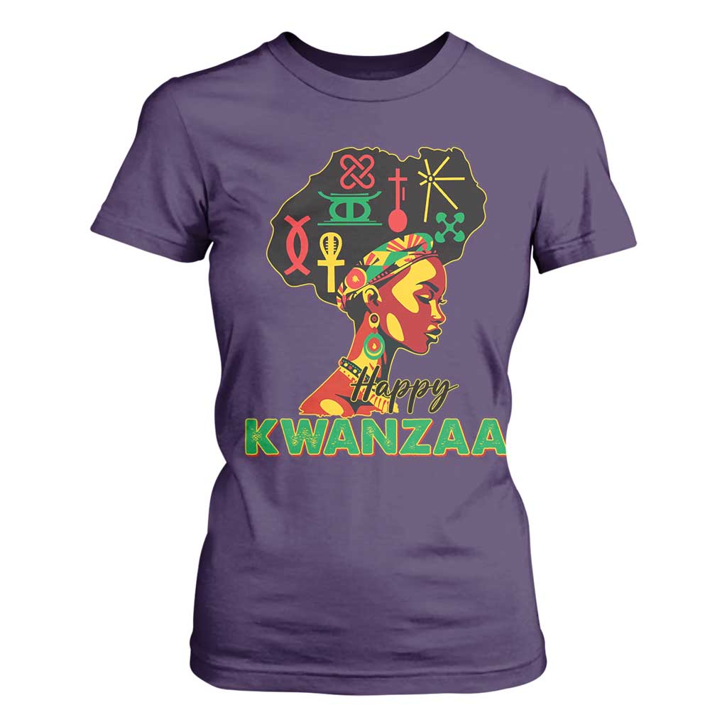 Happy Kwanzaa T Shirt For Women Nguzo Saba Symbols The 7 Principles Of Kwanzaa TS11 Purple Print Your Wear
