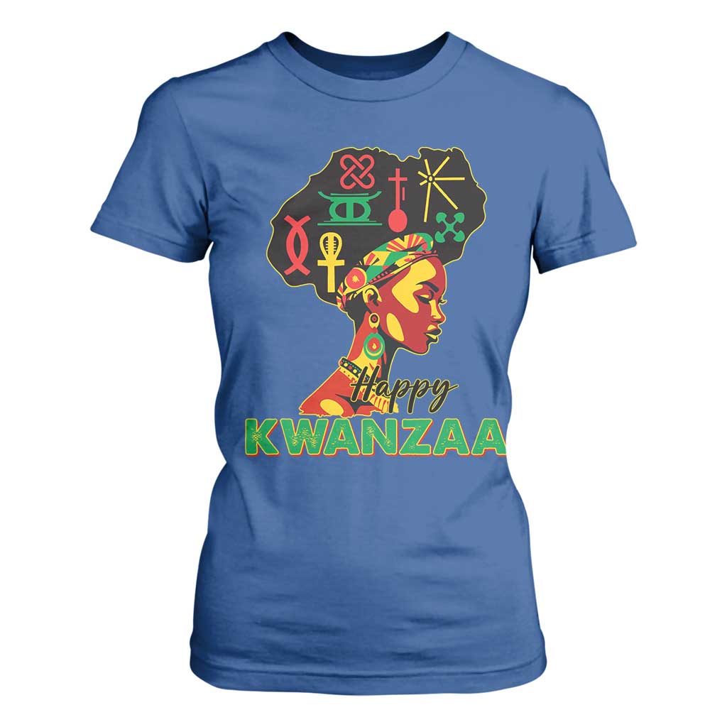 Happy Kwanzaa T Shirt For Women Nguzo Saba Symbols The 7 Principles Of Kwanzaa TS11 Royal Blue Print Your Wear