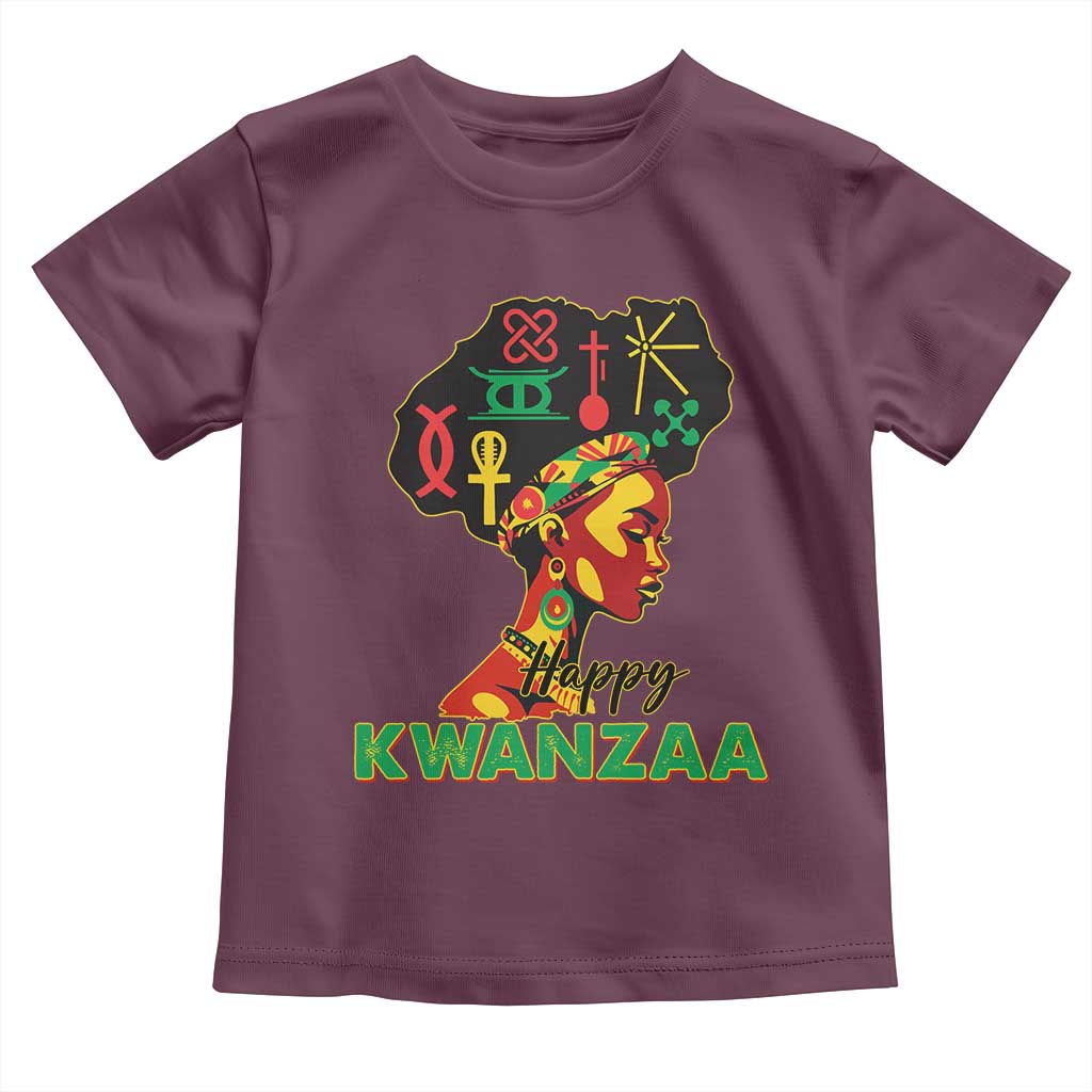 Happy Kwanzaa Toddler T Shirt Nguzo Saba Symbols The 7 Principles Of Kwanzaa TS11 Maroon Print Your Wear