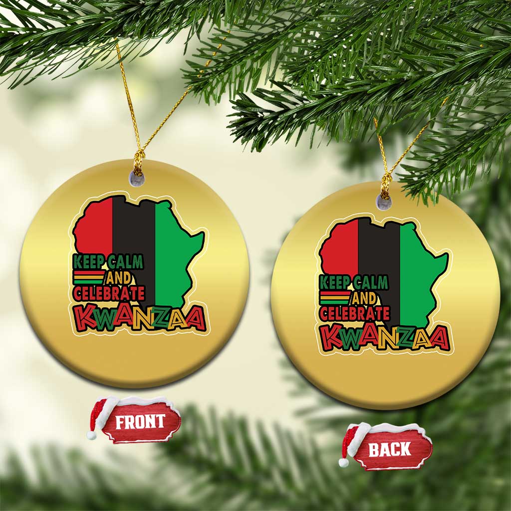 Keep Calm And Celebrate Kwanzaa Christmas Ornament Black Holiday African American Xmas TS11 Circle Gold Print Your Wear