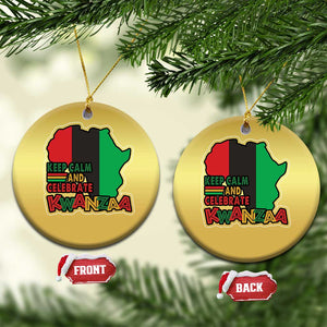 Keep Calm And Celebrate Kwanzaa Christmas Ornament Black Holiday African American Xmas TS11 Circle Gold Print Your Wear