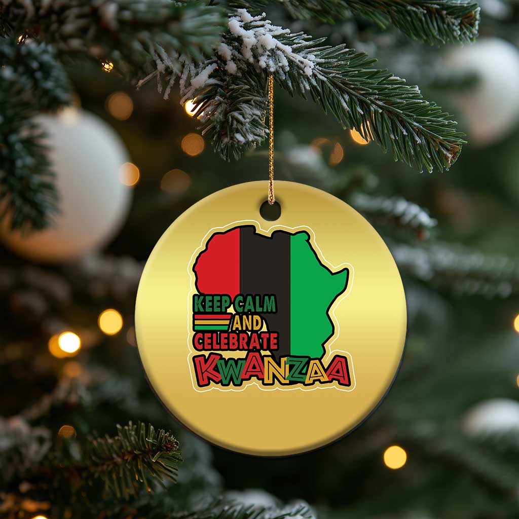 Keep Calm And Celebrate Kwanzaa Christmas Ornament Black Holiday African American Xmas TS11 Print Your Wear