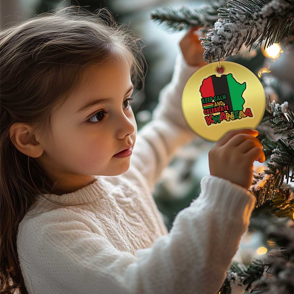 Keep Calm And Celebrate Kwanzaa Christmas Ornament Black Holiday African American Xmas TS11 Print Your Wear