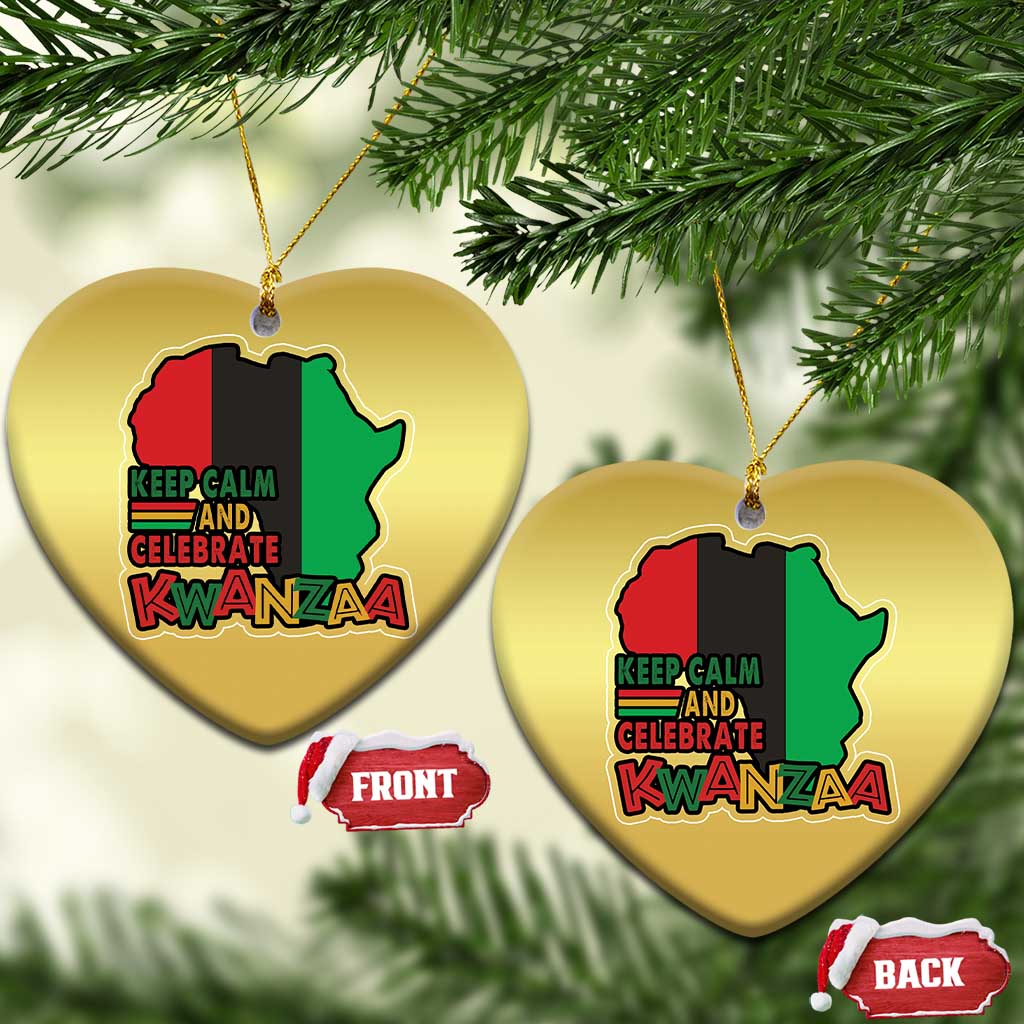 Keep Calm And Celebrate Kwanzaa Christmas Ornament Black Holiday African American Xmas TS11 Heart Gold Print Your Wear