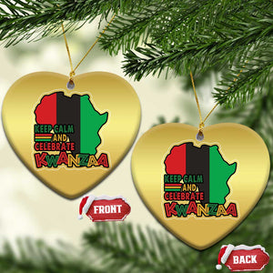 Keep Calm And Celebrate Kwanzaa Christmas Ornament Black Holiday African American Xmas TS11 Heart Gold Print Your Wear