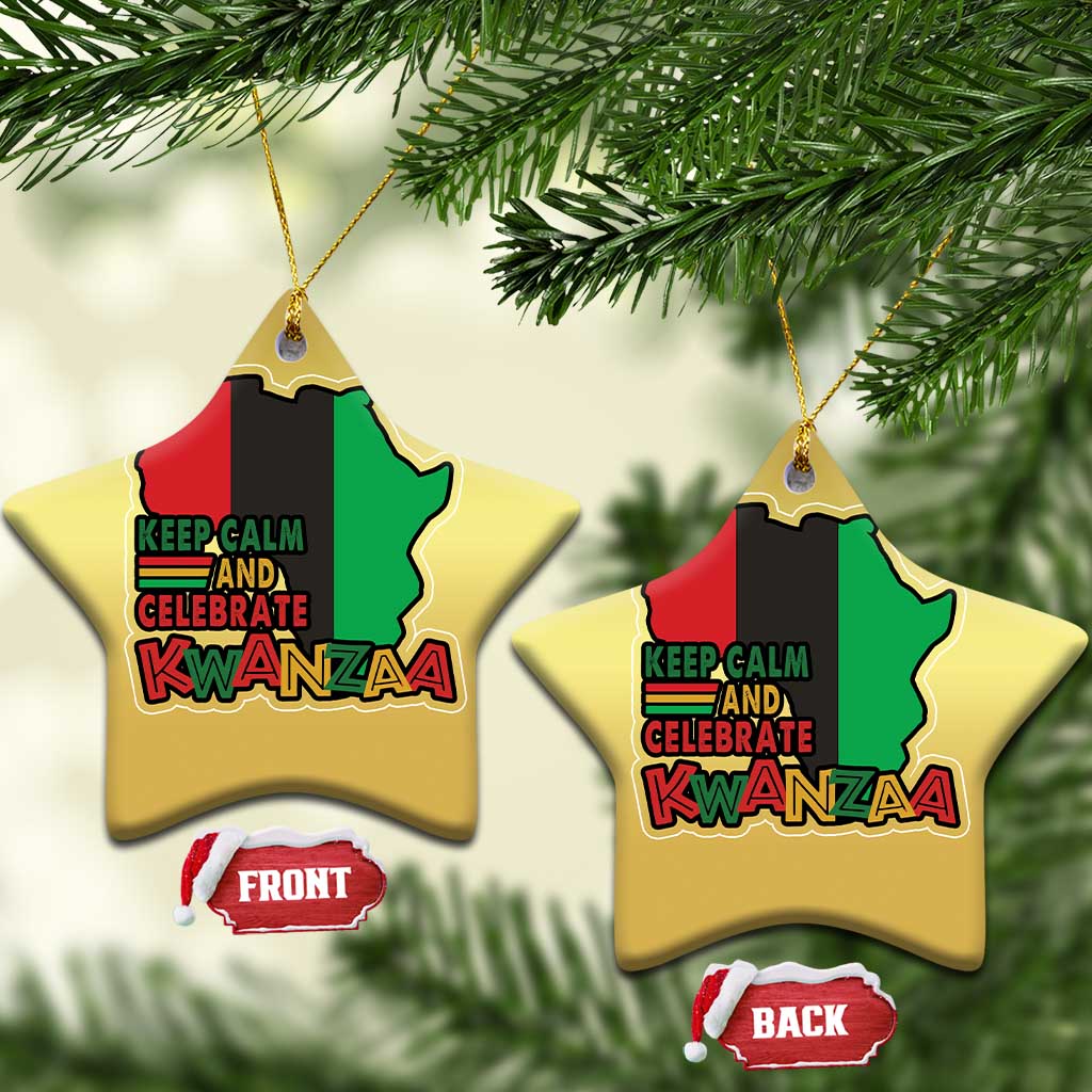 Keep Calm And Celebrate Kwanzaa Christmas Ornament Black Holiday African American Xmas TS11 Star Gold Print Your Wear