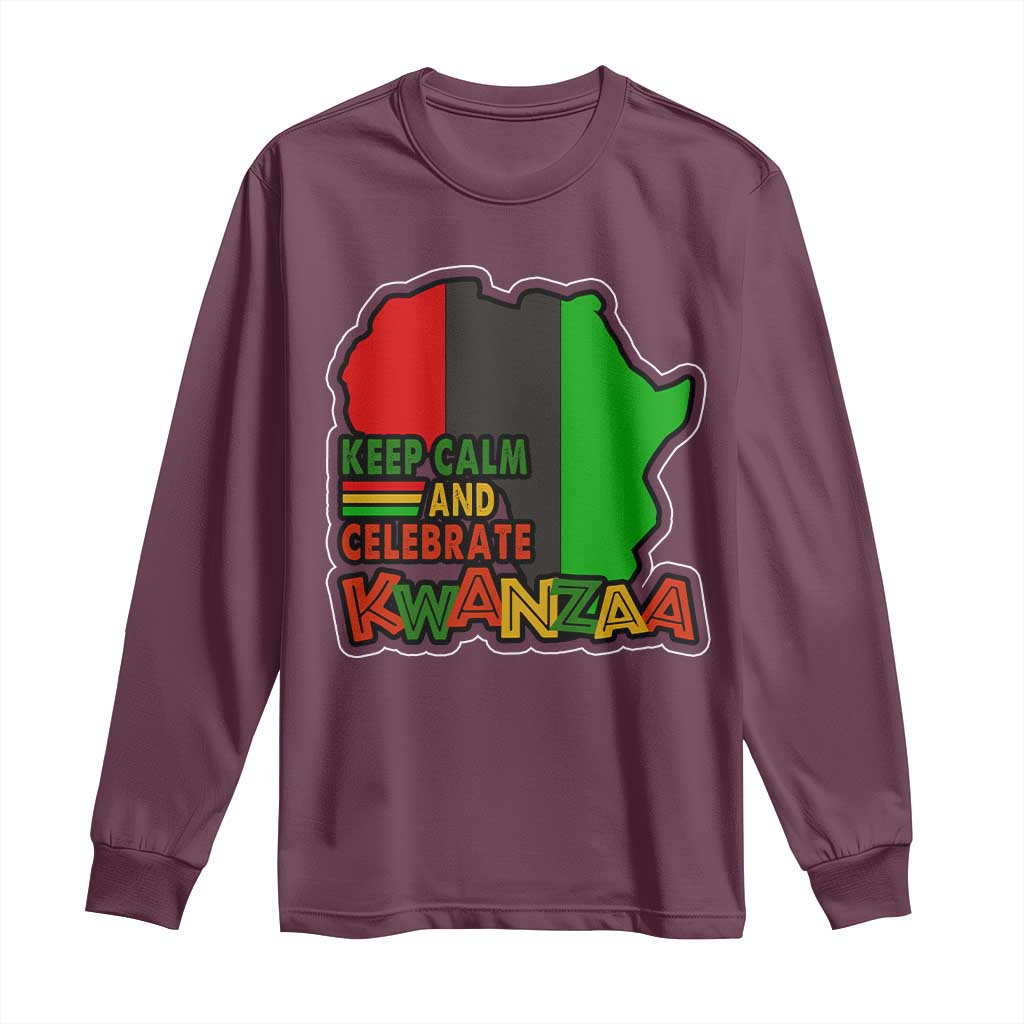 Keep Calm And Celebrate Kwanzaa Long Sleeve Shirt Black Holiday African American Christmas TS11 Maroon Print Your Wear