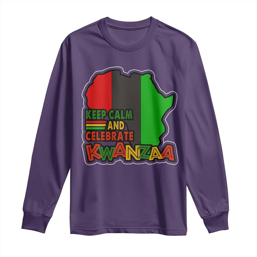 Keep Calm And Celebrate Kwanzaa Long Sleeve Shirt Black Holiday African American Christmas TS11 Purple Print Your Wear