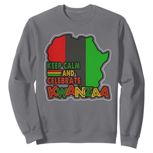Keep Calm And Celebrate Kwanzaa Sweatshirt Black Holiday African American Christmas TS11 Charcoal Print Your Wear