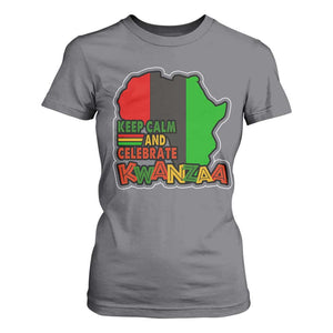 Keep Calm And Celebrate Kwanzaa T Shirt For Women Black Holiday African American Christmas TS11 Charcoal Print Your Wear