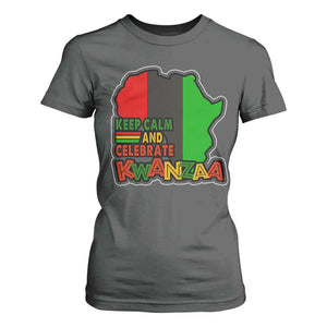 Keep Calm And Celebrate Kwanzaa T Shirt For Women Black Holiday African American Christmas TS11 Dark Heather Print Your Wear