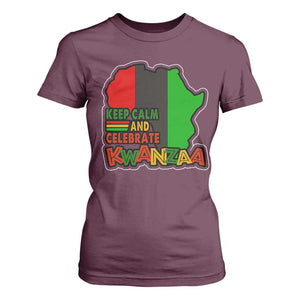 Keep Calm And Celebrate Kwanzaa T Shirt For Women Black Holiday African American Christmas TS11 Maroon Print Your Wear