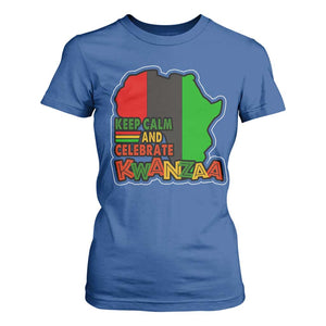 Keep Calm And Celebrate Kwanzaa T Shirt For Women Black Holiday African American Christmas TS11 Royal Blue Print Your Wear