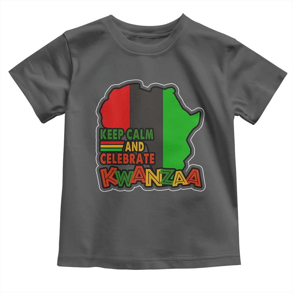 Keep Calm And Celebrate Kwanzaa Toddler T Shirt Black Holiday African American Christmas TS11 Dark Heather Print Your Wear