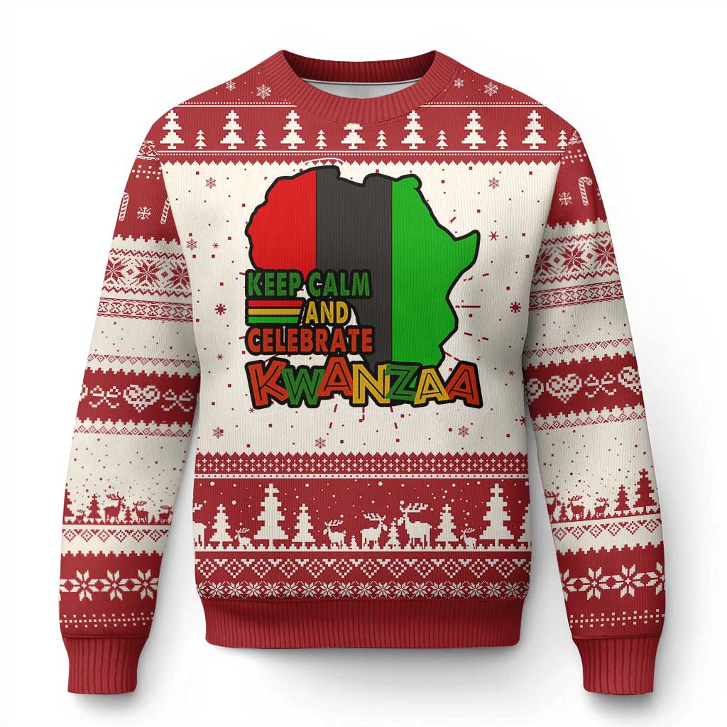 Keep Calm And Celebrate Kwanzaa Ugly Christmas Sweater Black Holiday African American Christmas TS11 Red Print Your Wear