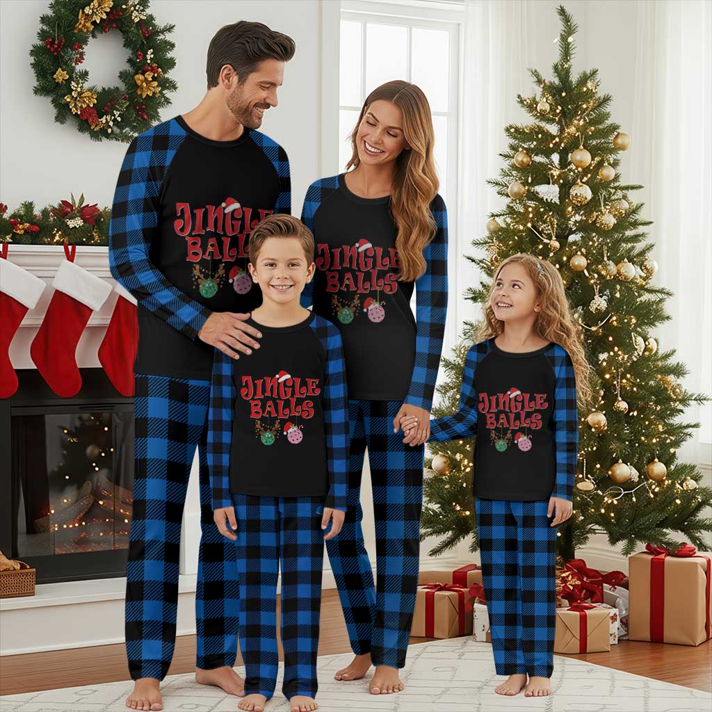 Funny Xmas Pickleball Plaid Pajama Set Jingle Balls Reindeer Santa Hat Ball TS11 Blue Plaid Print Your Wear